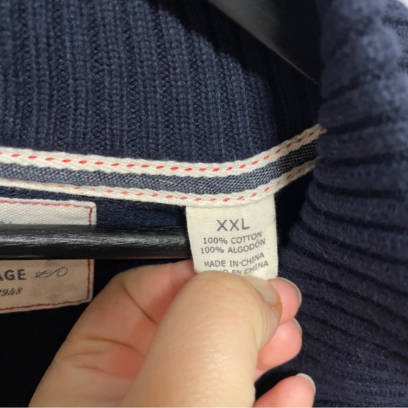 Vintage Weatherproof Holiday Knit Sweater quarter zip navy - Picture 6 of 6